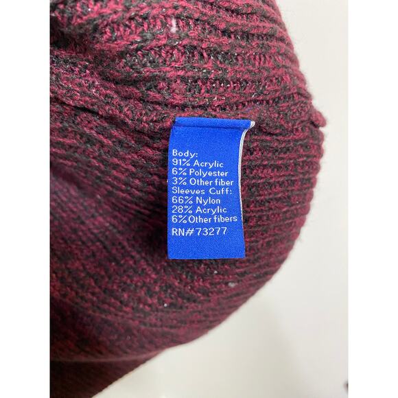 APT 9 Maroon Pullover Long Sleeve Black Fuzzy Cuffs Tunic Sweater Size XL - Picture 5 of 9